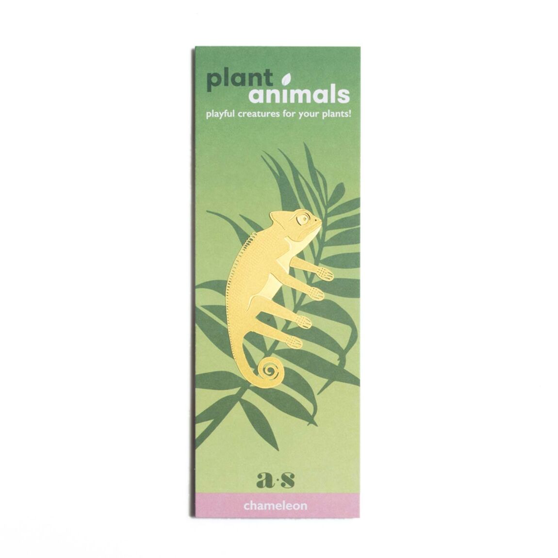 Little brass chameleon designed to hang on houseplants, a charming addition for plant lovers, available for purchase from The Petal and Plant Company