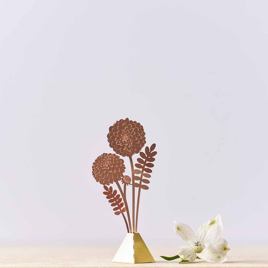 Tiny bouquet featuring a delicate copper dahlia, a unique and elegant design available for purchase from The Petal and Plant Company